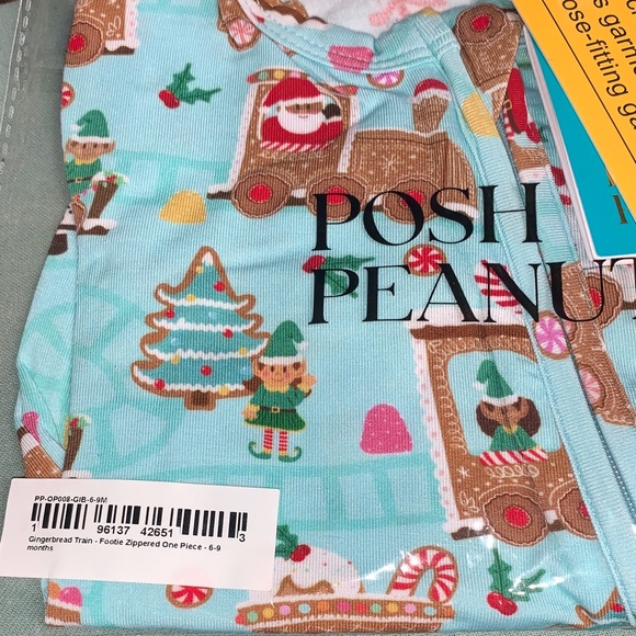 NWT Posh Peanut Gingerbread Train Footie 6-9M Holiday Christmas Bamboo - Picture 4 of 7